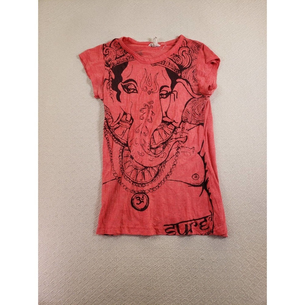 Sure Shirt Womens Small‎ Pink Animal Print Short Sleeve Scoop Neck Graphic Tee